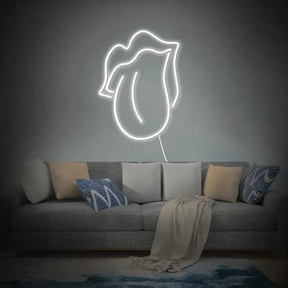 Hand-shaped LED neon outline mounted on acrylic backing